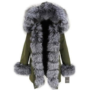 OFTBUY 2019 fashion winter jacket women real fur coat natural real fox fur collar loose long parkas big fur outerwear Detachable