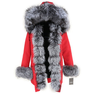 OFTBUY 2019 fashion winter jacket women real fur coat natural real fox fur collar loose long parkas big fur outerwear Detachable