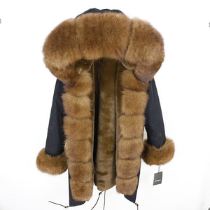 OFTBUY 2019 fashion winter jacket women real fur coat natural real fox fur collar loose long parkas big fur outerwear Detachable