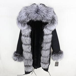 OFTBUY 2019 fashion winter jacket women real fur coat natural real fox fur collar loose long parkas big fur outerwear Detachable