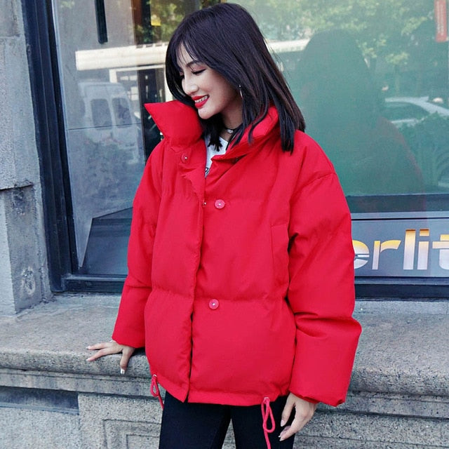 Korean Style Winter Women Down Jacket Oversize Loose Hooded Female