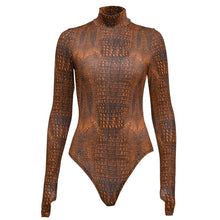 Load image into Gallery viewer, Chicology crocodile print women sexy bodysuit long sleeve turtleneck body suit 2019 autumn winter female party casual clothes