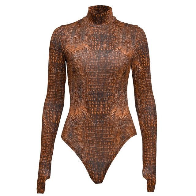 Chicology crocodile print women sexy bodysuit long sleeve turtleneck b Hyugaes Chicology crocodile print women sexy bodysuit long sleeve turtleneck b Hyugaes
