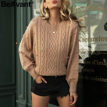 Load image into Gallery viewer, BeAvant Knitted winter sweater women pullover Lantern sleeve ladies sweaters female Minimalist pull femme sweet white jumper