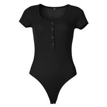 Load image into Gallery viewer, Bodysuit Buttons Sexy Skinny Body Tops Suit Women Rompers Short Sleeve Bodycon Bodysuits Summer Short Jumpsuits Overalls