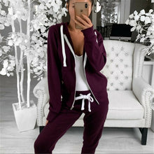 Load image into Gallery viewer, Hot Sell Well 2Pcs Women Tracksuits Long Sleeves Zipper Up Hooded Hoodies Sweatshirt Top Jogging Pants Outfit Set Casual New