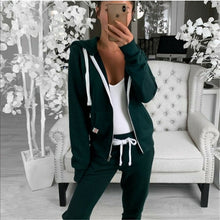 Load image into Gallery viewer, Hot Sell Well 2Pcs Women Tracksuits Long Sleeves Zipper Up Hooded Hoodies Sweatshirt Top Jogging Pants Outfit Set Casual New