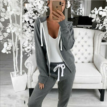 Load image into Gallery viewer, Hot Sell Well 2Pcs Women Tracksuits Long Sleeves Zipper Up Hooded Hoodies Sweatshirt Top Jogging Pants Outfit Set Casual New