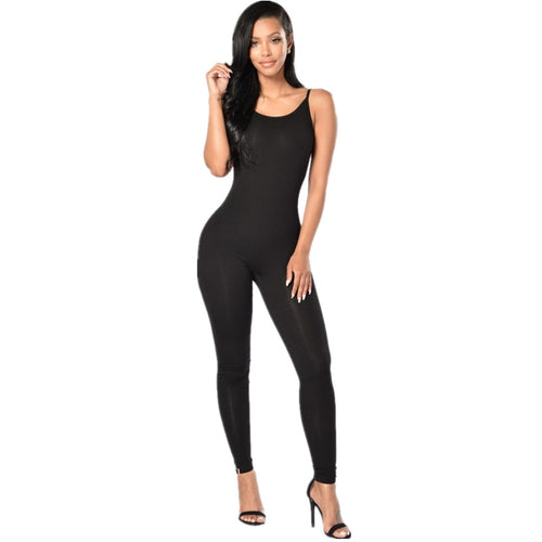 new summer black white bodycon jumpsuits fashion sexy Spaghetti Strap tight leotard suspenders women slim Milk silk jumpsuit